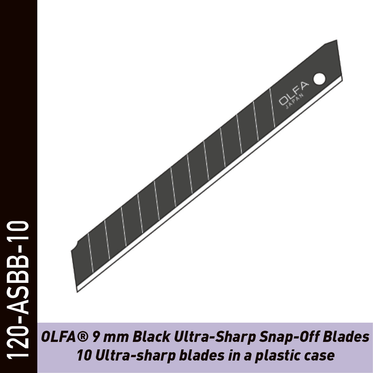 Lames OLFA Excel Black 9 mm ultra-tranchantes – lot de 10