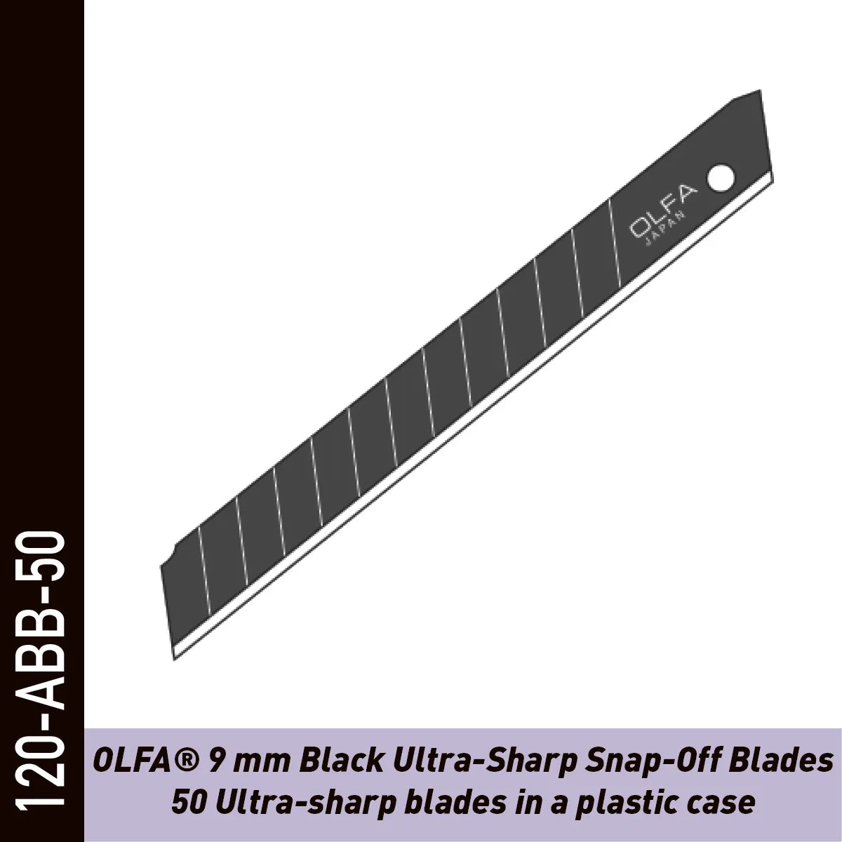 Lames OLFA Excel Black 9 mm ultra-tranchantes – lot de 50